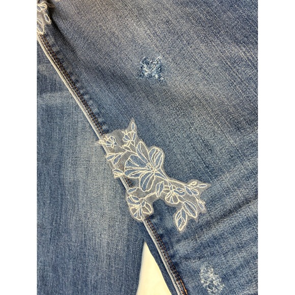 WH/BM The Skinny Jeans Blue Floral Lace Denim Embroidered Distressed Size 2 - Picture 5 of 16